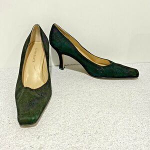 Karen Scott Dreamer black suede leather high heel pumps career shoes US size 7W